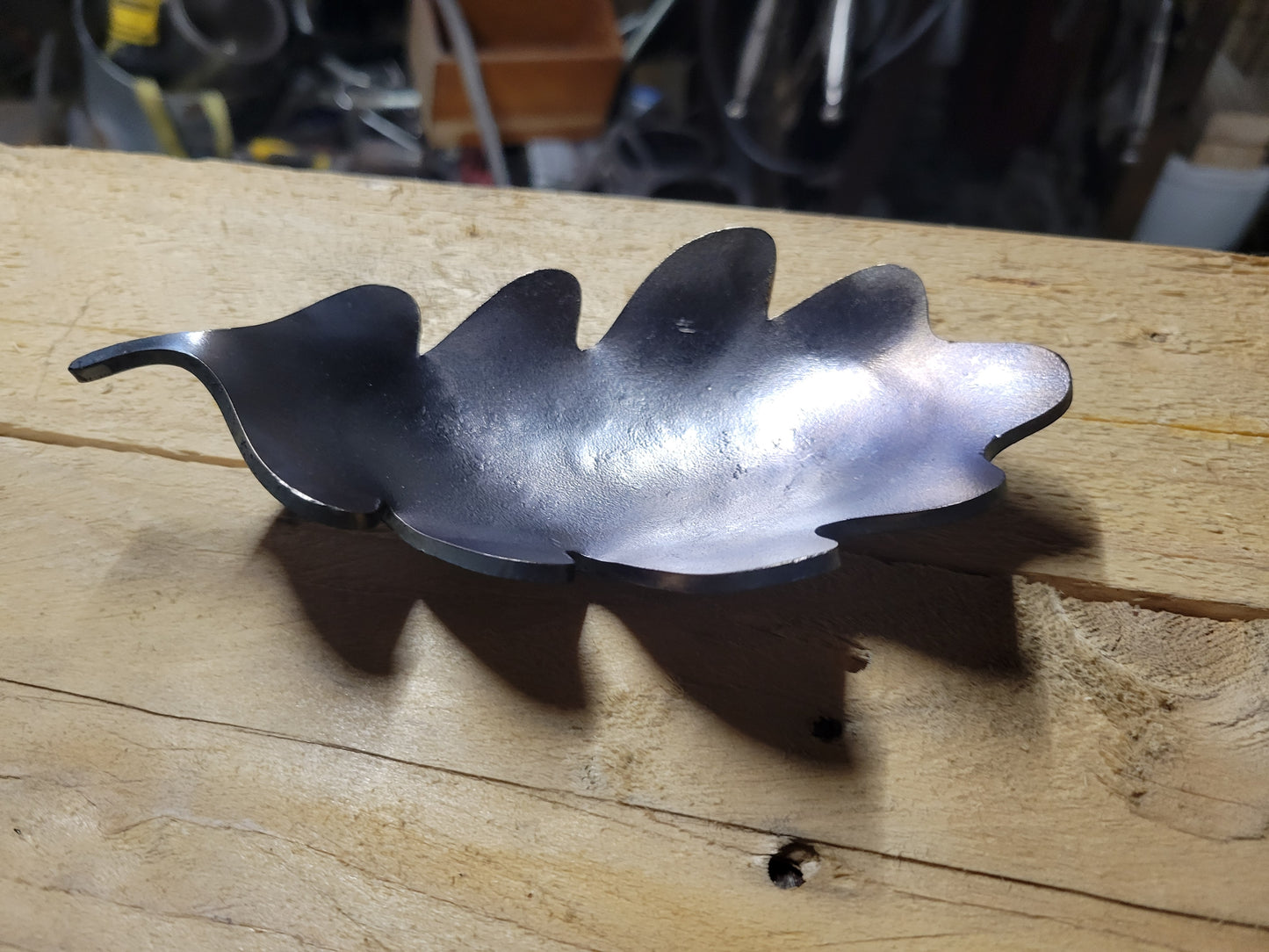 Steel Oak leaf spoon rest