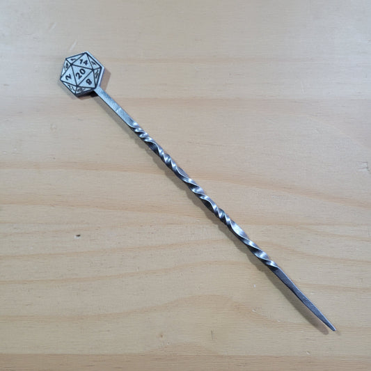 D20 steel hair pin