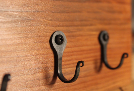 set of 10 Small Steel Wall Hooks 1 1/4" (32mm) Nail hooks lot with screws, Rustic Blacksmith made, Great for jewelry, keys, rings, organizer, utensils