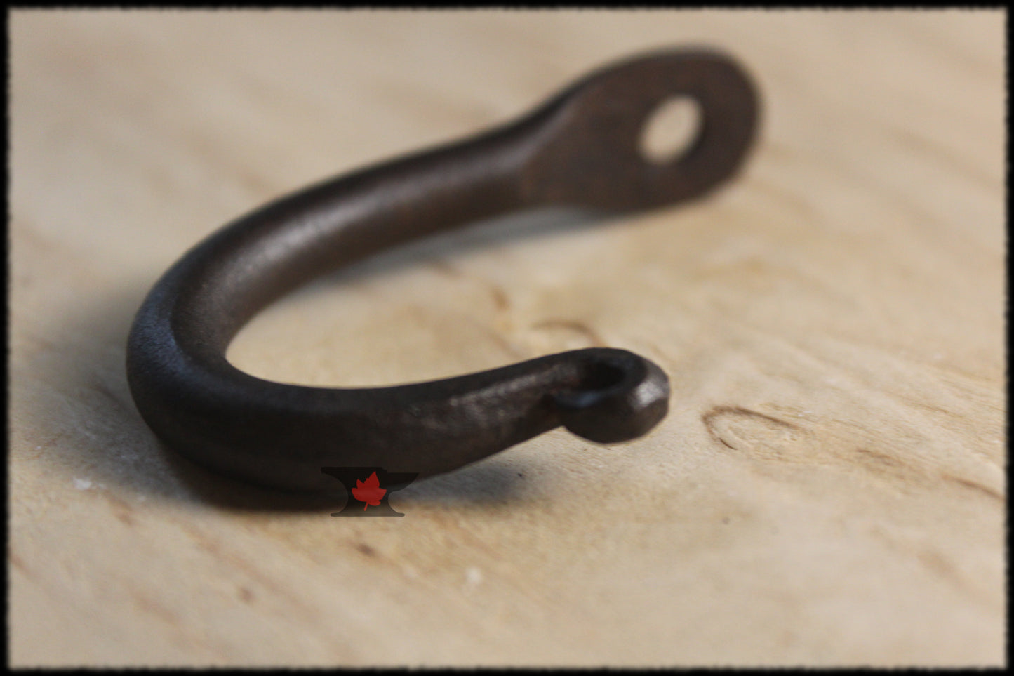 Hand forge J hook, wall hook, blacksmith made, small hook