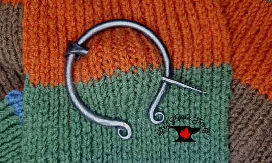 Hand forge penannular shawl pin, cloak pin, wool blanket pin